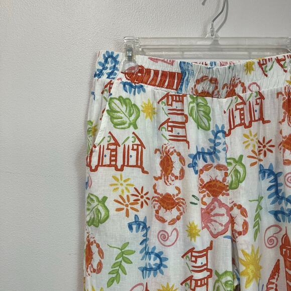 Panama Jack Linen Blend Pants Size L White Beach Lounge Coastal Resort - Picture 3 of 7